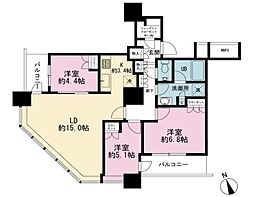 ザ・パークハウス西新宿タワー60 3LDKの間取図画像