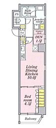CRESTCOURT新宿山吹町 1SLDKの間取図画像