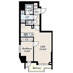 S-RESIDENCE新宿若松町 1LDKの間取図画像