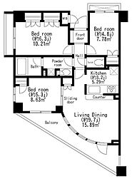 レジディア世田谷弦巻 3LDKの間取図画像