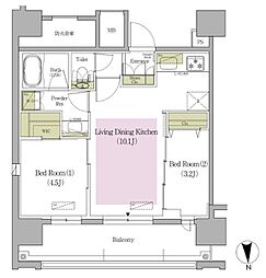アーバネックス早稲田テラス 2LDKの間取図画像