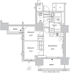 ザ・パークハビオ目白タワー 2DKの間取図画像