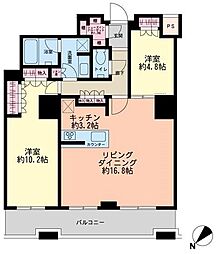 ザ・パークハウス西新宿タワー60 2LDKの間取図画像