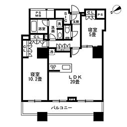 ザ・パークハウス西新宿タワー60 2LDKの間取図画像