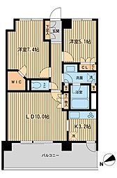 HF若林公園レジデンス 2LDKの間取図画像