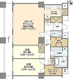 ザ・パークハウス西新宿タワー60 2LDKの間取図画像