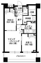 クリオ文京小石川 2LDKの間取図画像