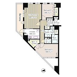 パーク・ハイム神楽坂 2LDKの間取図画像