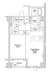 ザ・パークハビオSOHO市谷左内町 1LDKの間取図画像