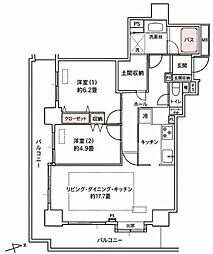 池袋パークタワー 2LDKの間取図画像