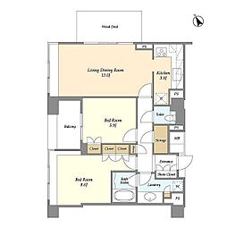 ランテンヌ四谷 2LDKの間取図画像