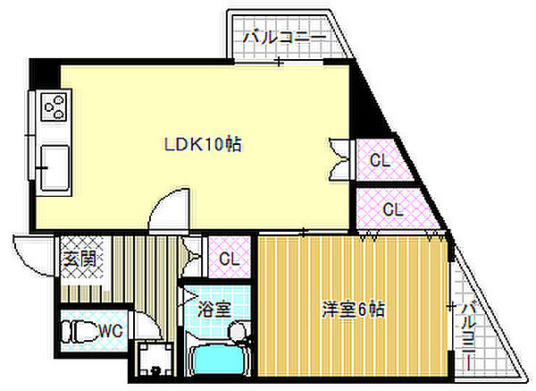 聖和マンション ｜大阪府藤井寺市岡1丁目(賃貸マンション1LDK・4階・41.79㎡)の写真 その2