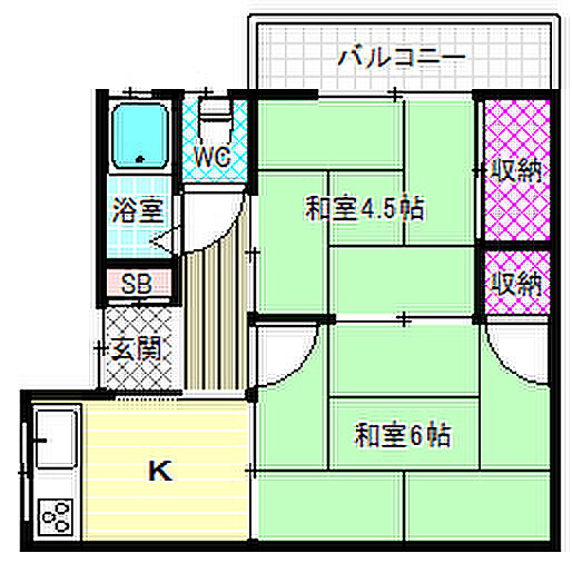 仲澤コーポ ｜大阪府藤井寺市小山藤の里町(賃貸アパート2K・2階・40.00㎡)の写真 その2