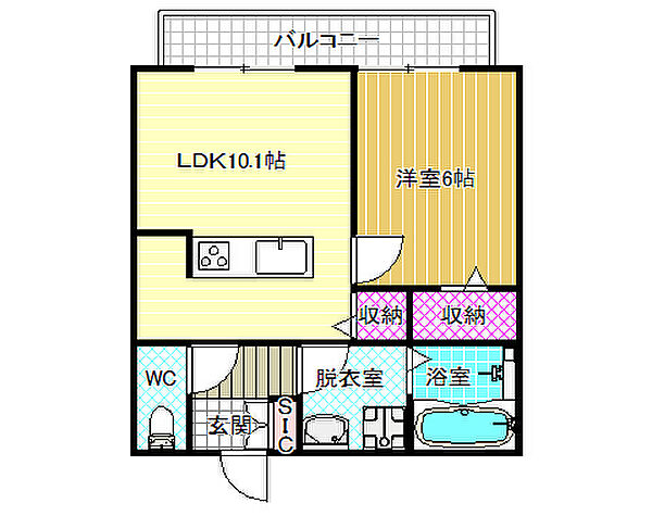 カーサデルソーレ ｜大阪府藤井寺市沢田2丁目(賃貸アパート1LDK・1階・41.17㎡)の写真 その2