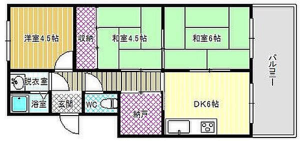 マンションふじなみ ｜大阪府藤井寺市野中4丁目(賃貸マンション3DK・1階・50.00㎡)の写真 その2