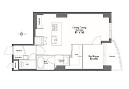 ルモン広尾 1LDKの間取図画像