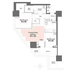 ブリリアタワー池袋West 2LDKの間取図画像