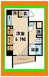 ドルチェ東京府中・弐番館 ワンルームの間取図画像