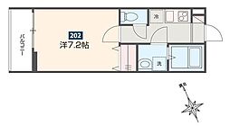 ＭＥＬＤＩＡ是政 2階1Kの間取り