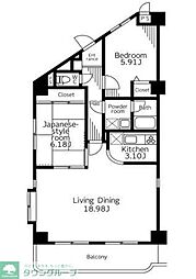 京王線 仙川駅 徒歩15分の賃貸マンション 3階4LDKの間取り