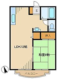 JR中央線 豊田駅 徒歩15分の賃貸アパート 2階1LDKの間取り
