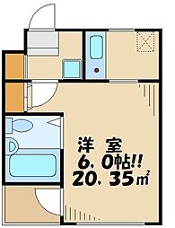 カルトゥーシュ芦花 3階1Kの間取り