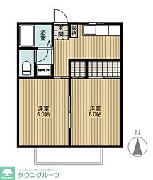 リバーサイド・ヴィラ 1階2Kの間取り