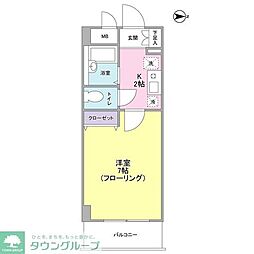 ウィステリアガーデン 3階1Kの間取り