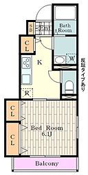 Ａｍｏｕｒ　Ｓｏｒａ 1階1Kの間取り