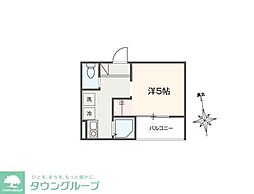 MELLAS矢川IV 203 2階1Kの間取り