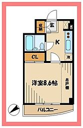 T'sgarden稲城 1Kの間取図画像