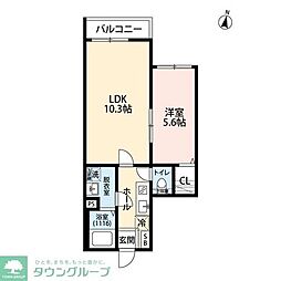 エクセラン柴崎町 1LDKの間取図画像