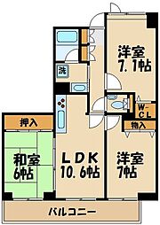 アーバンフラッツつつじヶ丘 3LDKの間取図画像