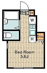 バーミープレイス国立2 ワンルームの間取図画像