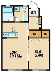 パラディ成城 1LDKの間取図画像