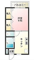 アトラス調布 1Kの間取図画像