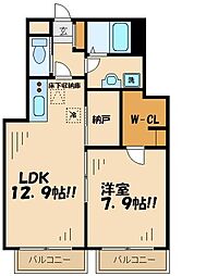 ヴィルエスト1 1LDKの間取図画像