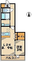 D-room南大沢 1LDKの間取図画像