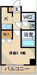 ヴィレッジヒル宮西 1Kの間取図画像
