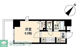 HF国分寺レジデンス 1Kの間取図画像