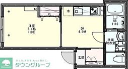 八王子市寺町アパート 1DKの間取図画像