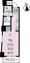ビジュー府中 1Kの間取図画像