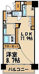ロイヤルパークス若葉台 1Kの間取図画像