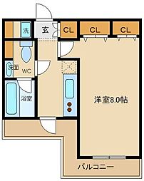ステージグランデ西調布アジールコート 1Kの間取図画像