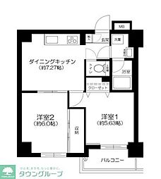 グランシャリオ国立 2DKの間取図画像