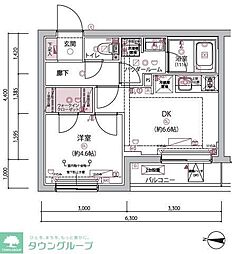 ARCOBALENO BUBAIGAWARA 1DKの間取図画像