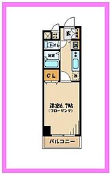 ヴィータローザ東府中 1Kの間取図画像