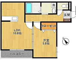 グローリアス 1LDKの間取図画像