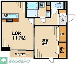 セジュール緑町 1LDKの間取図画像
