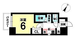 エステムコート名古屋金山サウスゲート 1Kの間取図画像